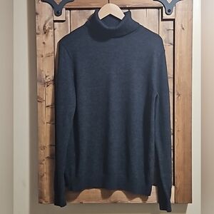 Grafton Dark Grey Cotton Wool Lightweight Turtleneck Sweater Mens Med